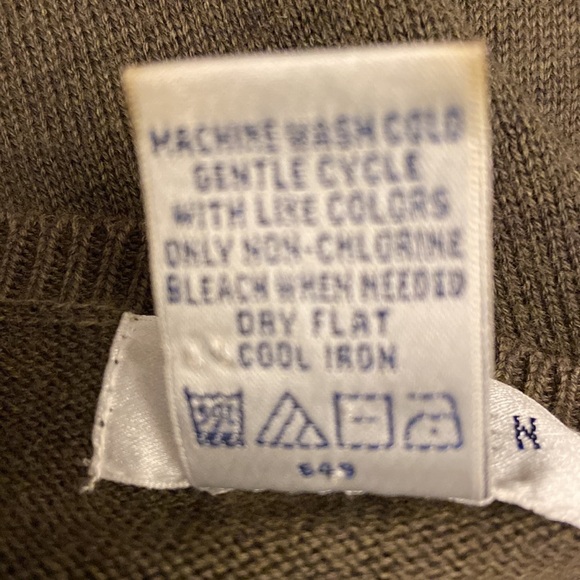 Van Heusen Dark Olive Flower Embroidery Button Down Long Sleeves Sweater - Picture 4 of 5